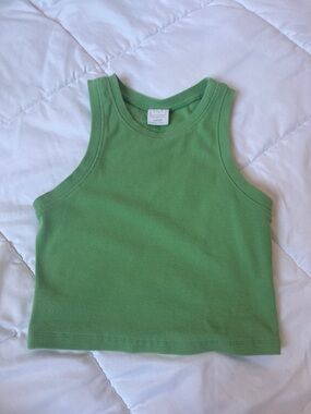 Green Ribbed Tank Top